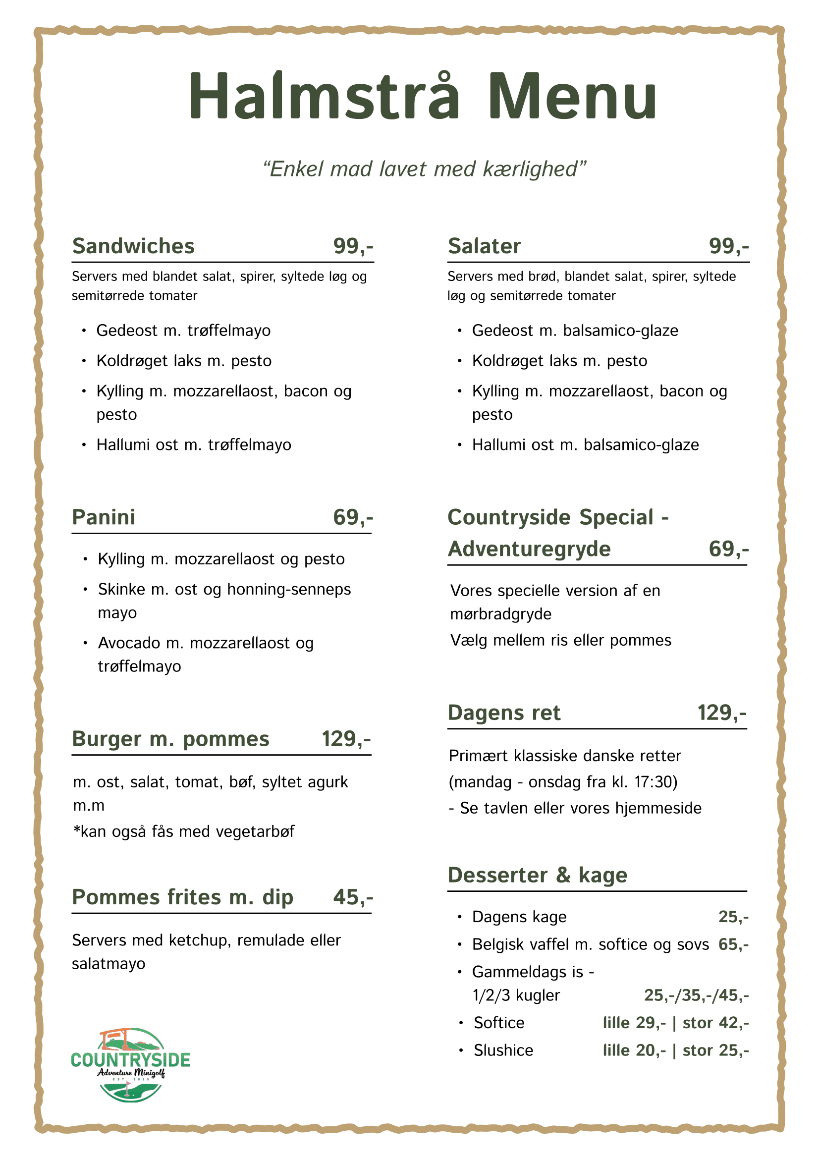 Menu Café Halmstrå