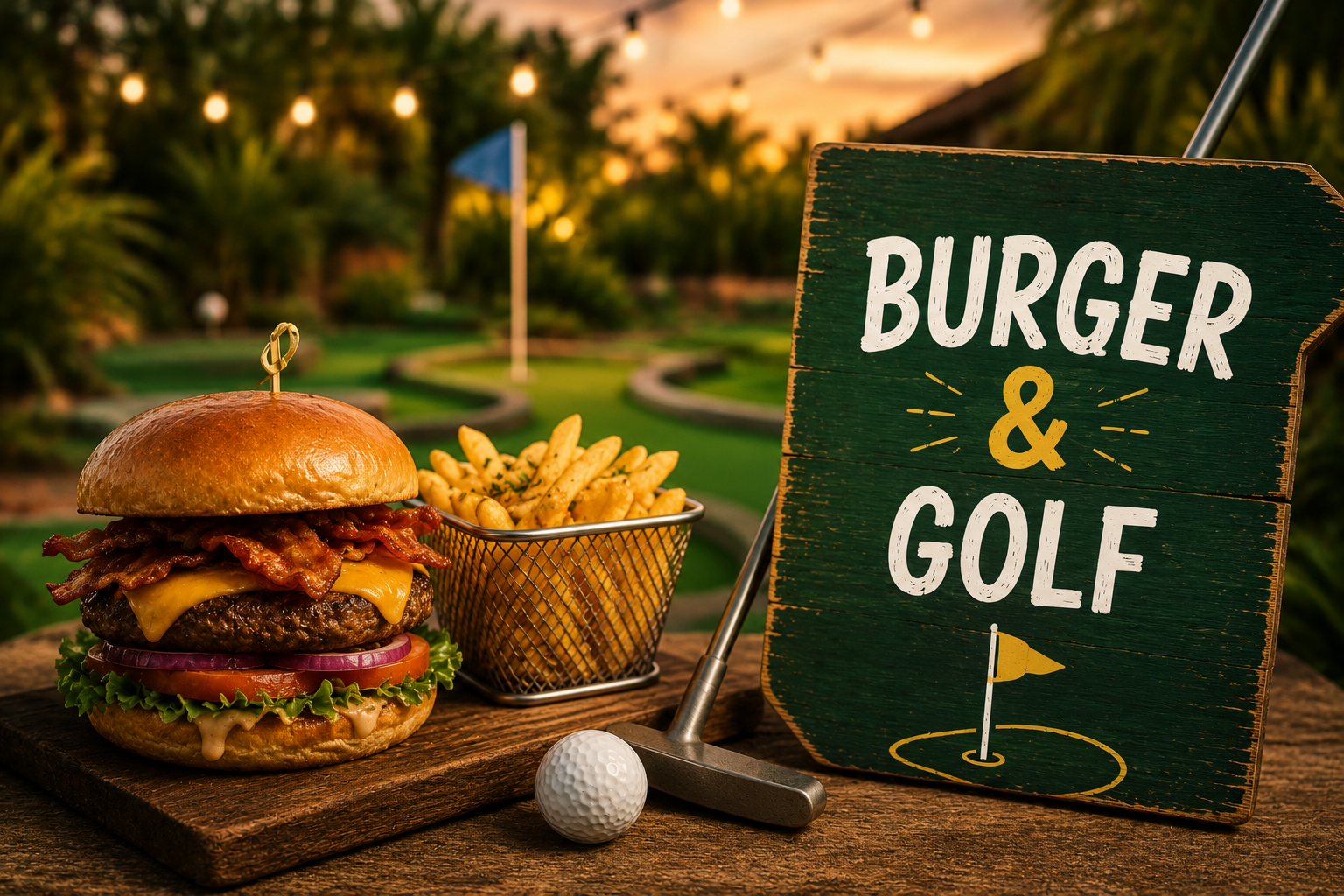 Burger og golf billede